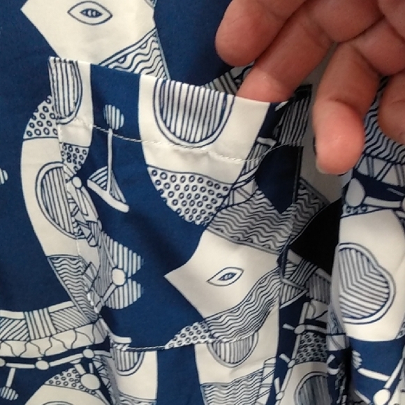 APTRO Mens Short Sleeve Button Up Shirt Blue White Abstract Print Size S - Picture 5 of 16